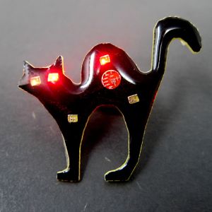 Light Up Halloween Black Cat Body Light Flashing Lapel Pin