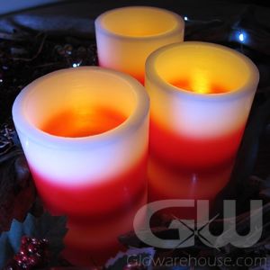 5" LED Flameless Festive Candles - Red and White Stripes