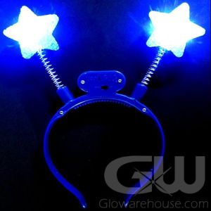 Glowing Blue Star LED Light Up Headband Boppers
