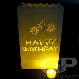 Luminary Bags with Tea Lights - Happy Birthday