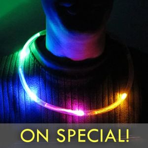 LED Glow Necklaces with Color Chasing Lights on special