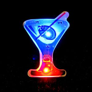 Cocktail Martini Flashing LED Lapel Pin Body Light