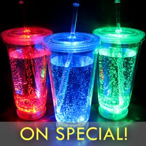 Light Up Glowing Cup with Lid and Straw on SPECIAL SALE