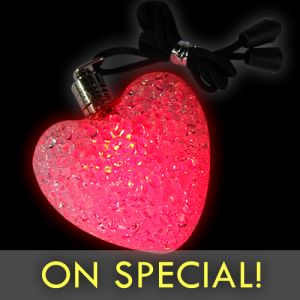Light Up Heart Pendants Glow Necklaces Red on Special