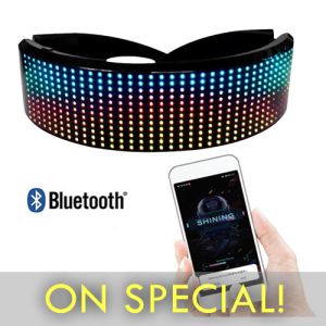 Light Up Cyber Visor Glasses with Bluetooth Smartphone Control