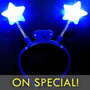 Glowing Blue Star LED Light Up Headband Boppers on special