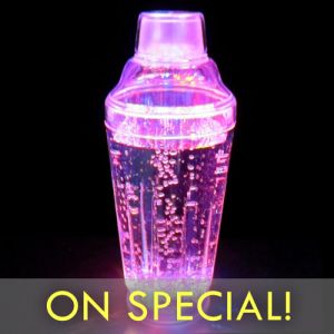 Flashing Light Up Martini Shaker with Glowing LED Lights on SPECIAL SALE