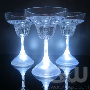 Lighted LED White Margarita Glasses