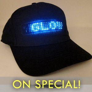Scrolling Message LED Light Up Hat