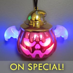 Light Up Pumpkin Halloween Glow Necklace on Special