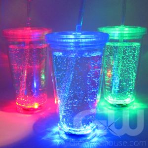 Glowing LED Drink Cup with Lid and Straw