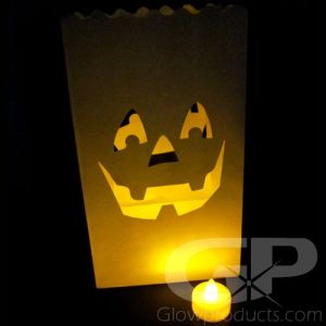 Luminary Bags with Tea Lights - Pumpkin