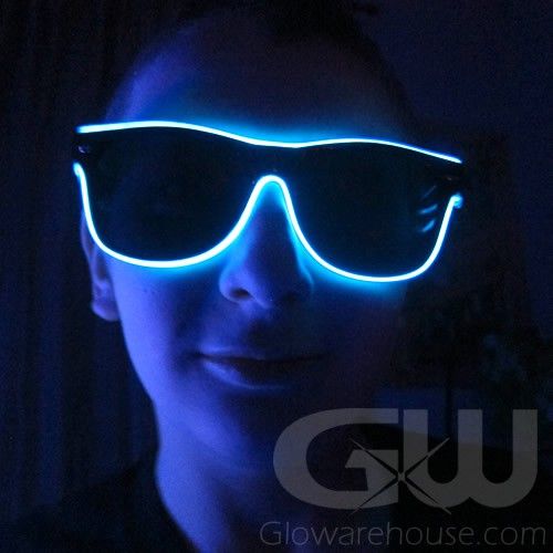 Glowing El Wire Sunglasses with Sound Reactive Mode Glowarehouse