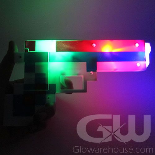 Lighted Pixel Blaster Toy Gun with Light Sound Glowarehouse