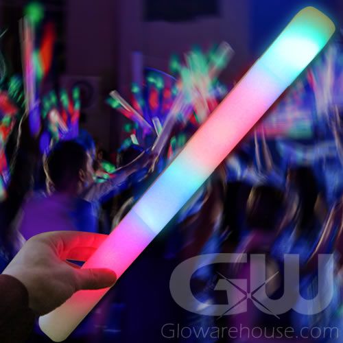Light-Up Foam Sticks LED Rally Rave Cheer Tube Soft Glow Baton Wands