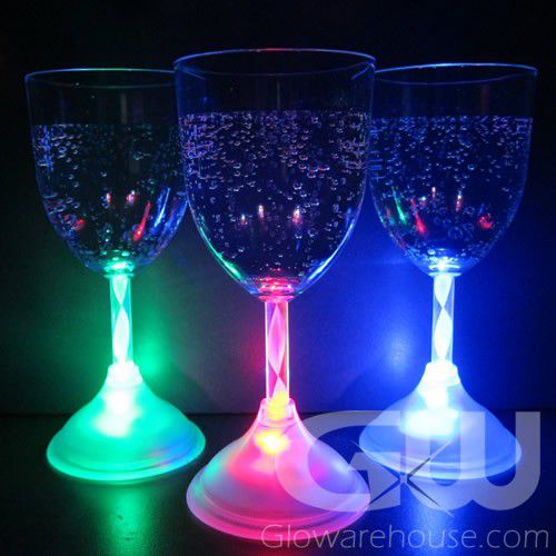 Ultra 4 LED Wine Glasses Light Up Flashing glasses Colour Changing Flutes Goblet 