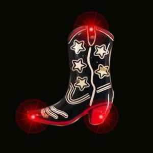 Light Up Cowboy Boot Flashing LED Lapel Pins Body Lights