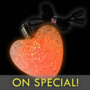 Large Heart Glow Necklace Pendants Orange Light